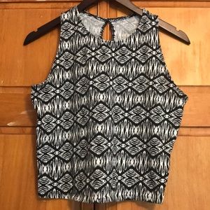 Black and White Patterned Cropped Tank
